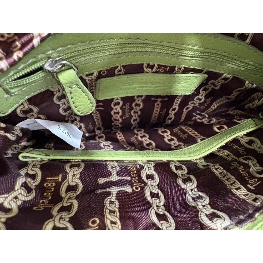 Tignanello Women's Lime Green Leather Multi Pocket Crossbody Bag Sz Medium